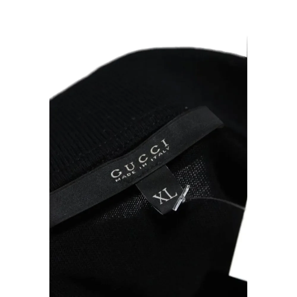 Gucci Mens Cotton Collared Short Sleeve Polo Shirt Black Size XL